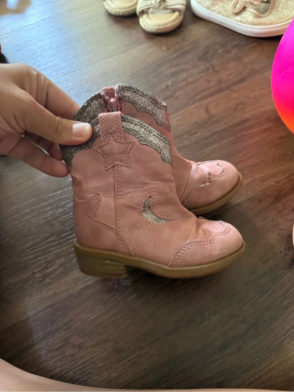 Cat & Jack Pink Glitter Accent Toddler Western Boot